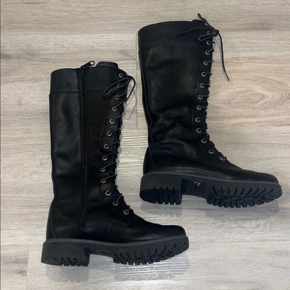 Timberland 8632A Black leather Women's Tall 14 inch Boots Side Zip size 6 NEW - Picture 8 of 11